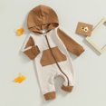 thumbnail image 3 of Douhoow Baby Boys Girls Zipper Hood Jumpsuit 3 6 12 18 Months Infant Fall Contrast Color Romper Long Sleeve Crew Neck Bodysuits, 3 of 9