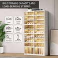 thumbnail image 4 of - Foldable Shoe Rack Organizer for Closet Pairs Collapsible Plastic Shoe Shelf Large Shoes Cabinet with Door Clear Stackable Storage Box Easy Assembly, 4 of 6