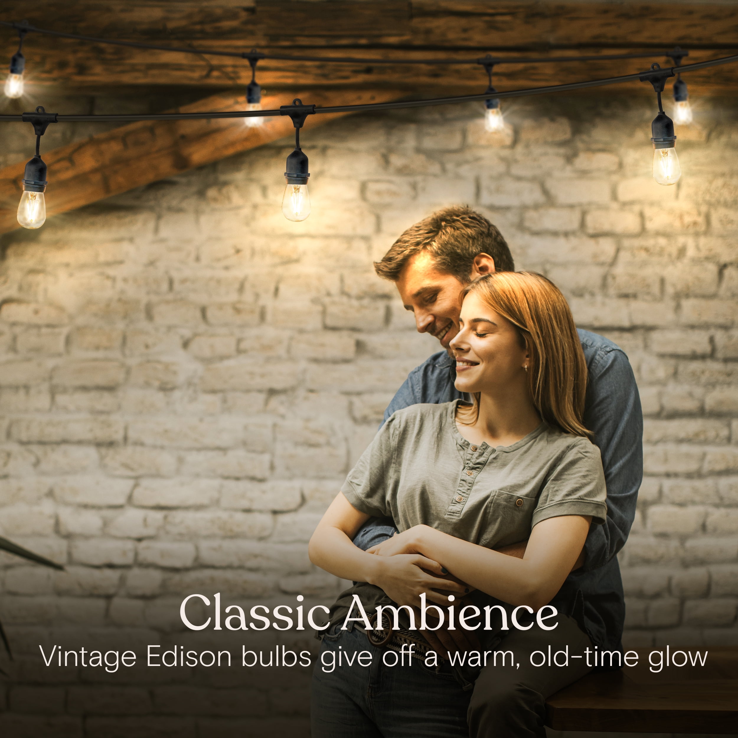 Brightech Ambience Pro LED Outdoor String Lights 24 ft, Waterproof Shatterproof 1W Dimmable Edison Bulbs for Patio, Porch, Backyard, 2700K Soft White