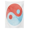 thumbnail image 3 of Ambesonne Ying Yang Tablecloth Rectangular Table Cover, Watercolor, 52"x70", Red Blue White, 3 of 4