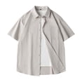 thumbnail image 2 of Men's Solid Color Short Sleeve Button Down Shirt Nylon Spandex Breathable Quick Dry Casual Daily Work Summer Beach | Zenithor,Khaki M, 2 of 4