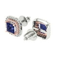 thumbnail image 2 of 14K Solid Gold Screw Back Stud Earrings for Women | 1.73 cttw Princess Cut Simulated Tanzanite | White/Rose Gold, 2 of 4