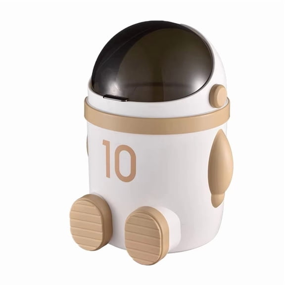 Astronaut-Themed Trash Can with Lid, Large Capacity, Ideal for Living Room & Bedroom - Stylish Home Decor Light Brown