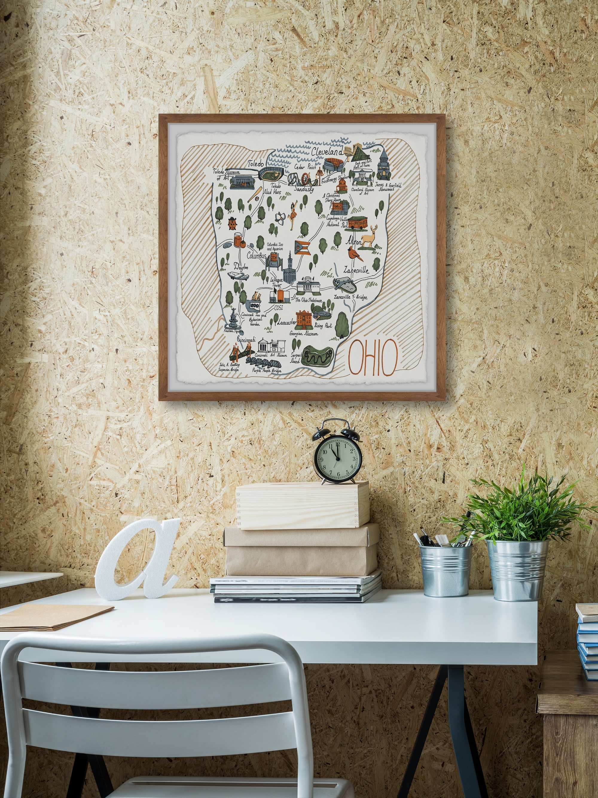 Marmont Hill Ohio Landmark Framed Wall Art