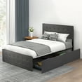 thumbnail image 3 of Platform Bed Frame with Headboard & 4 Storage Drawers, Button Upholstered Wood Bed Frame, Queen Size, 3 of 7