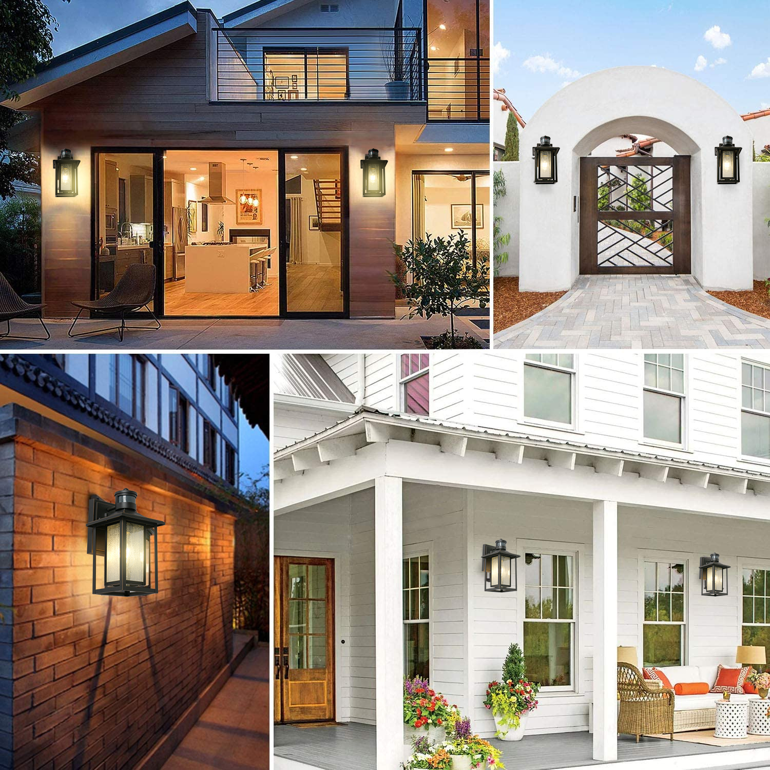 UMEILUCE Motion Sensor LED Outdoor Dusk to Dawn Black Wall Lights