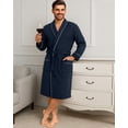 thumbnail image 5 of NY Threads Men's Robe Cotton Blend Knit Bathrobe, Large, Navy, 5 of 7