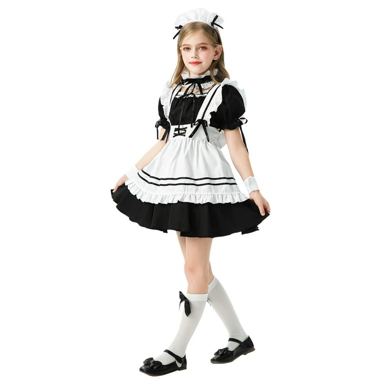 Mikilon Colorful House Girls Maid Fancy Dress Size 2-9 Years Patchwork  Color Short Sleeve Double Layer Dress - Walmart.com