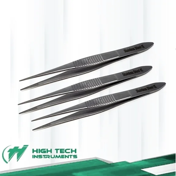 3X Kitchen Food Tweezers Stainless Steel Cooking Tongs 4.5" Fine Serrated Tips