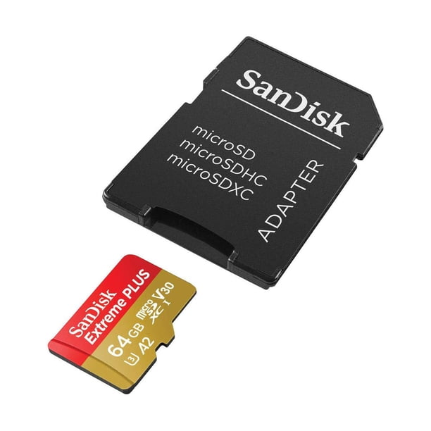 Tarjeta microSDXC SanDisk Extreme Plus 64GB con Adaptador SD - UHS-I U3 A2 V30