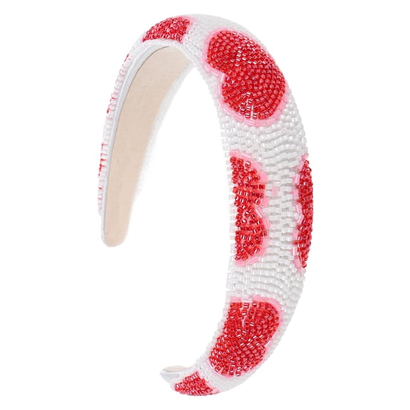 WHAMVOX Beaded Headbands Heart Hair Crystal Beaded Bling Glitter Headband Wide Edge Headwear Headpiece Wedding Hair Accessory
