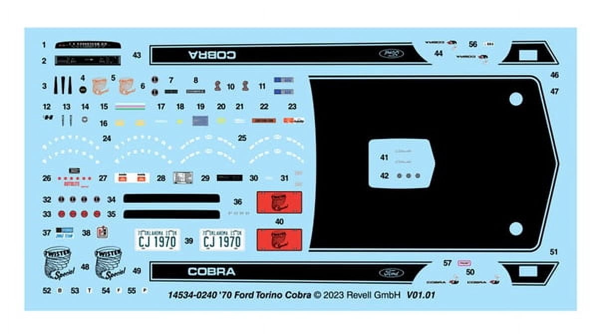 Revell 14534 1970 Ford Torino Cobra 1:25 scale 128-Piece Skill Level 4 Model Car Building Kit