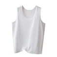 thumbnail image 2 of Women's Casual Solid Color Round Neck Sleeveless Tank Top Cami Blouse for Summer Daily Wear Loose Fit Soft Breathable Fashion Essential Gift for Women | CSEONE,White L, 2 of 3