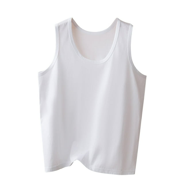 Besolor Débardeurs d'Été pour Femmes Col Rond Sans Manches T-Shirts Décontractés Confortables Grande Taille Blouse Basique Couches Tees Blanc