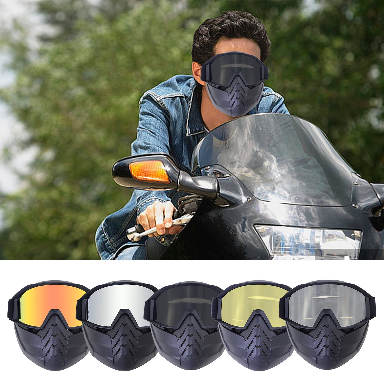facemask style motorcycle helmets ILM Carbon Fiber Lightweight Full Face Retro Helmet Protect your face with Leather Motorcycle Riding Mask by Fashion Awesome Motorcycle Helmet Face Masks