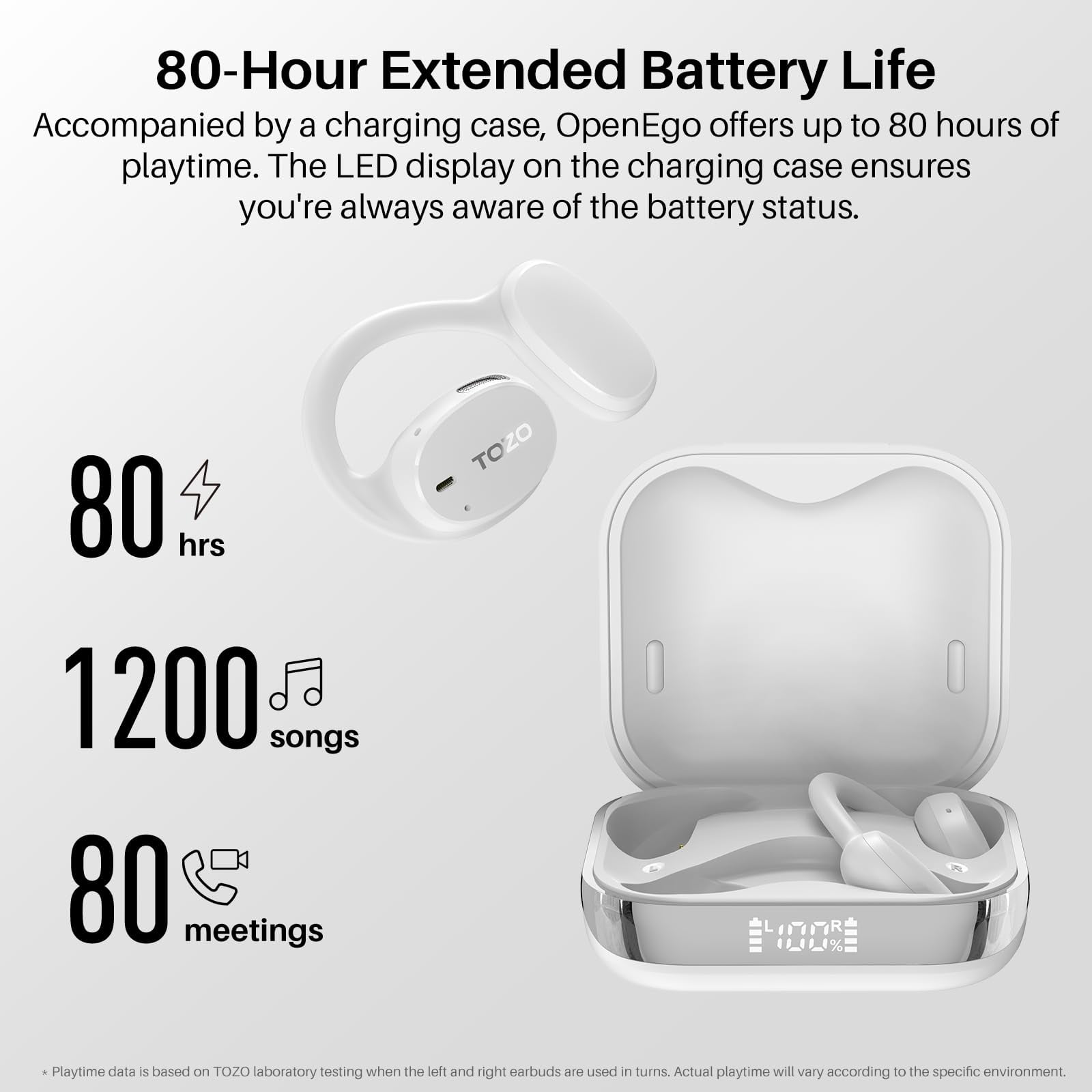 TOZO AI Noise Cancel Headphones, Open Ear Earbuds, Bone Conduction Headphones, 80H, 100+ Languages AI Translation, AI Clear Calls, OrigX Acoustics Stereo Bass, Lightweight Comfortable Wear