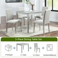thumbnail image 4 of Silver Grey 5-Piece Wood Dining Set: Square Table & 4 Upholstered Chairs, Crystal Detail, Kitchen/Dining Room. Solid Wood, Seats 4, 34.5" Table., 4 of 10