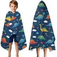 thumbnail image 3 of DarkBlue Dinosaurs Stars Hearts Hooded Bath Towel，50"x30" for Ages 3 To 12 Kids, Quick Dry Lightweight Soft Microfiber Hood Beach Towel Cover Up for Kids, 3 of 7