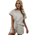 thumbnail image 2 of Riforla Tankaneo Womens Loungewear Set Short Sleeve Tops and Shorts 2 Piece Outfits Matching Pajama Set with Pockets Elegant Women's Sets Grey XL, 2 of 9