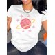 thumbnail image 1 of Camiseta informal con estampado "Candy Planet" para mujer: cómoda camiseta de manga corta con cuello redondo, perfecta para verano y deportes. Ideal para el tiempo libre., 1 of 8