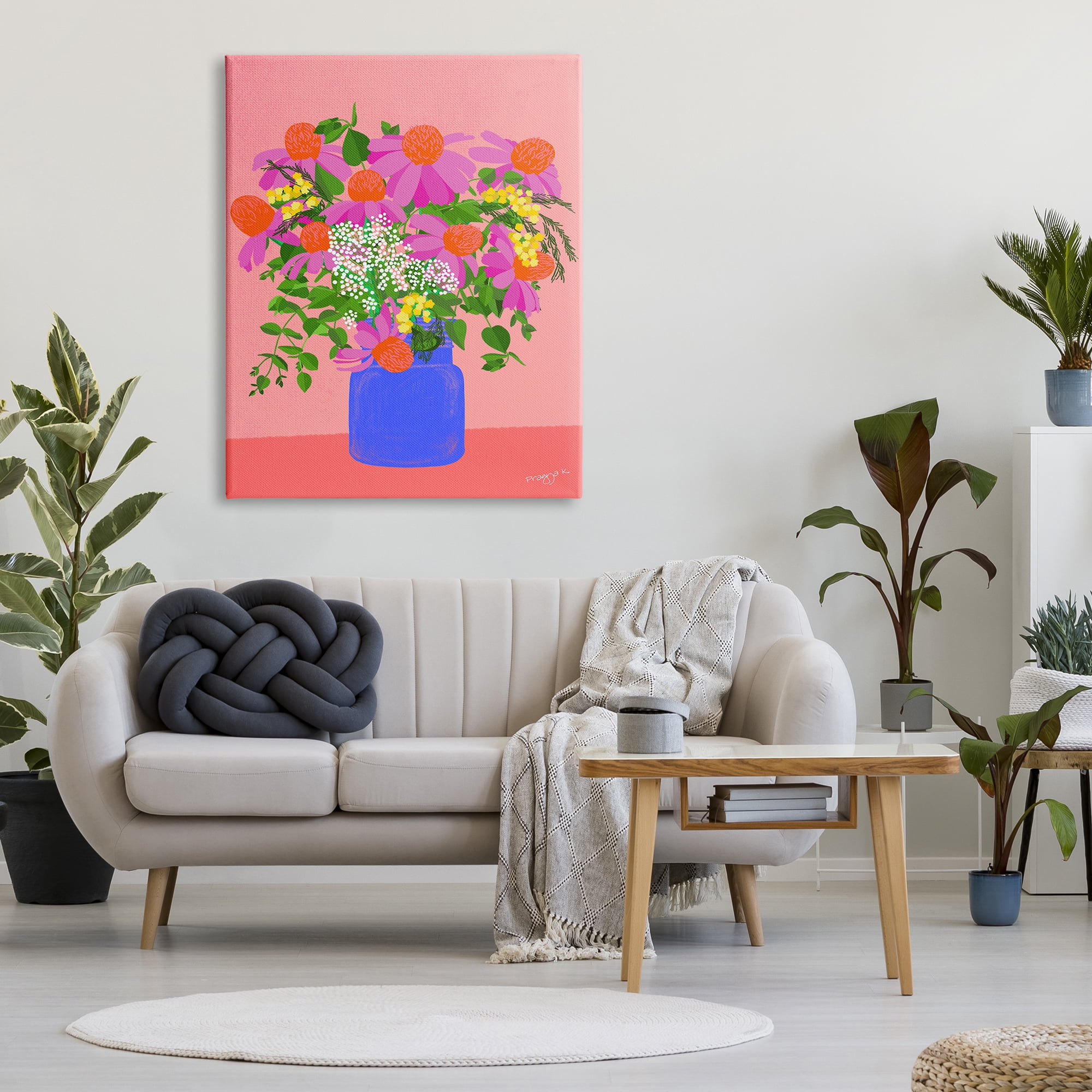 Stupell Industries Pink Country Daisies Botanical & Floral Painting Gallery Wrapped Canvas Art Print Wall Art, 36 x 48
