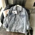 thumbnail image 3 of Chaqueta vaquera para hombre, otoño, estilo hip hop, abrigo vaquero para hombre con letras bordadas, precio más bajo, Y2k, holgada, de alta calidad, nueva, de tela, 3 of 5