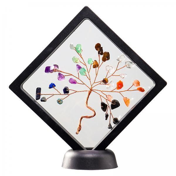 Estatua de ,Adorno de árbol de de cristal Feng Shui para decoración del hogar,Interior Exterior Feng Shui Chino Natural,Crystal Lucky Tree Bck Frame Art Zulema Estatua del árbol de la suerte