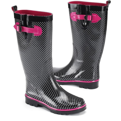 Women's Shiny Tiny Dots Buckle Rain Boots