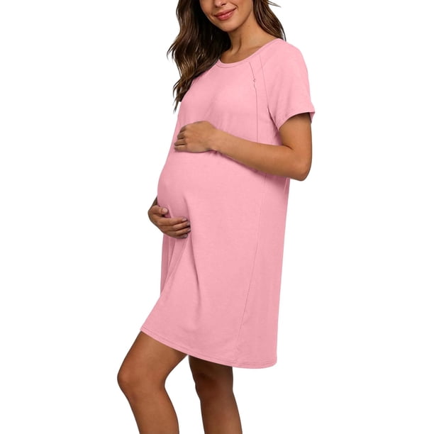 baby shower shirt dress Angel Maternity Avery Baby Shower Smock Dress in Blue