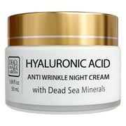 Dead Sea Collection Anti-Wrinkle Night Cream for Face with Hyaluronic Acid and Sea Minerals - Anti Aging, Nourishing and Moisturizer Face Cream (1.69 fl.oz)