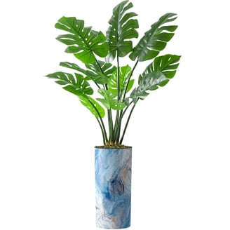 Modern Artificial Monstera Tree In Marble Planter - 56" H