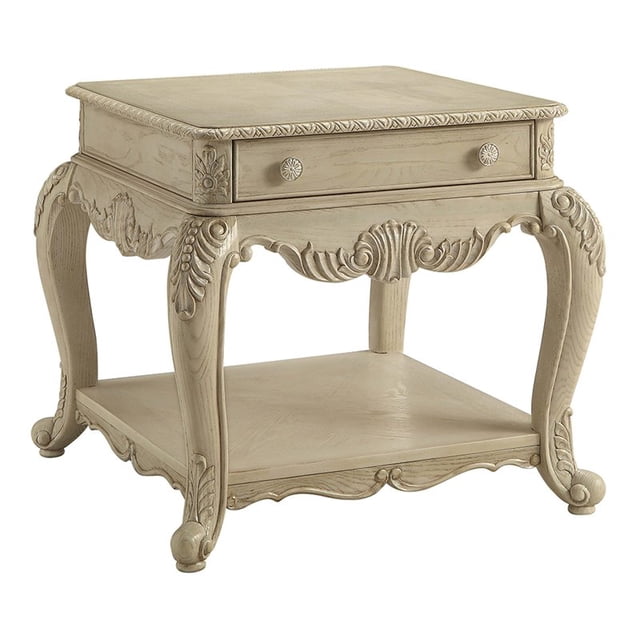 ACME Ragenardus 1 Drawer End Table in Antique White