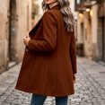 thumbnail image 3 of cocolona Pea Coats for Women Solid Color Elegant Notched Lapel Single Breasted Overcoat Slim Fit Pleated Hem Long Jacket, 3 of 7