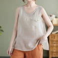 thumbnail image 2 of Timegard Cotton Linen Tank Tops for Women Scoop Neck Sleeveless Tshirts Lightweight Casual Loose Top, 2 of 3