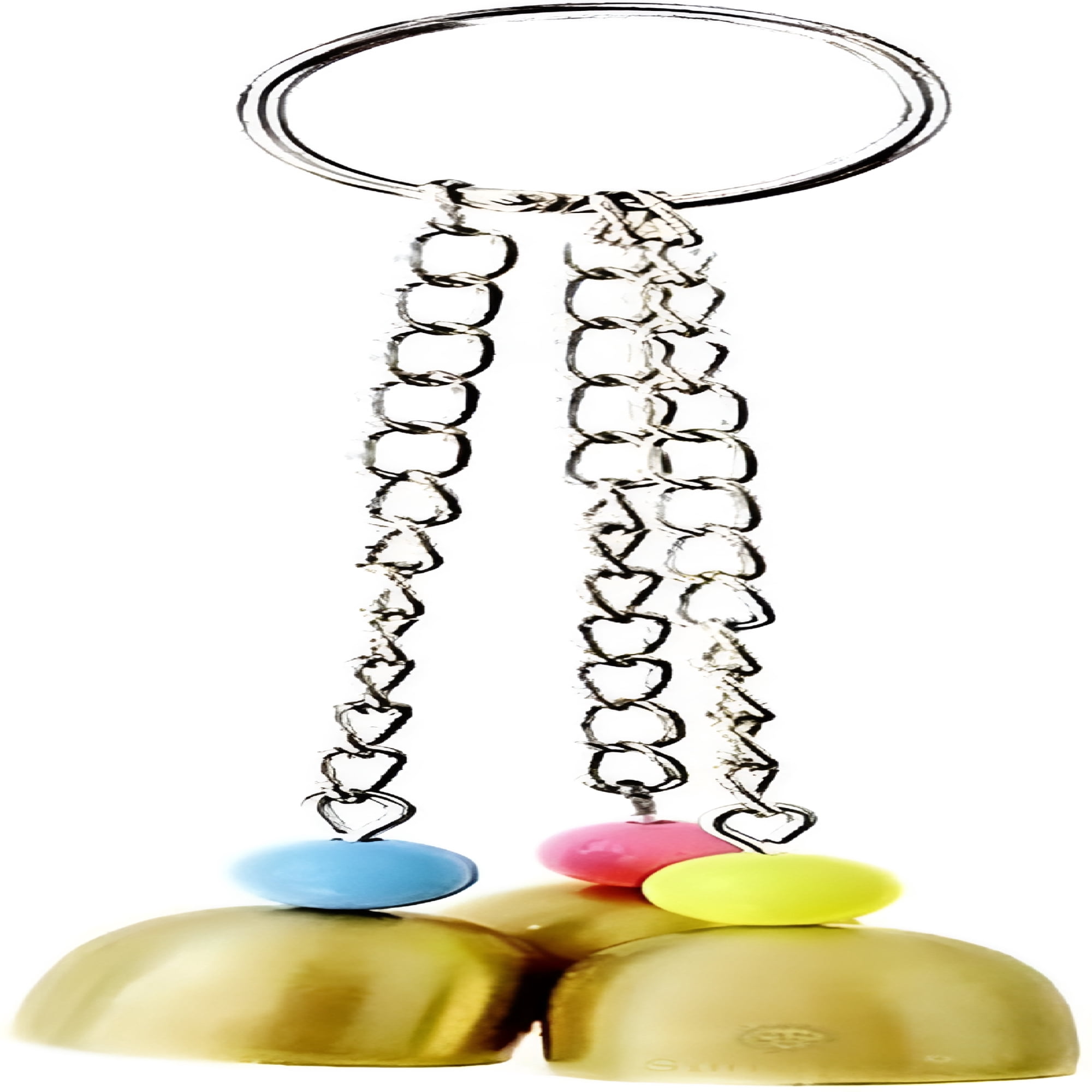 BESTSKY Parrot Bell Toy with Hanging Clip, Galvanized Steel Jingle Chime and Acrylic Bead, Sound Enrichment Cage Accessory for Cockatiel Conure Lovebird Small Birds