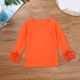 thumbnail image 4 of Dyfzdhu Toddler Girls Solid Color Basic Top Lace Long Sleeve Casual Loose Crew Neck T-shirt 1-8Y, 4 of 4