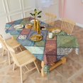thumbnail image 3 of Multicolor Ethnic Geometric Patchwork Pattern Rectangle Tablecloth 60"x102",Waterproof Polyester Rectangle Table Cloth, Wipeable Spillproof Polyester Tablecloth for Dining, Camping, Indoor and Outdoor, 3 of 6