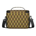 thumbnail image 3 of Brown and Yellow Argyle Pattern Insulated Lunch Box for Women Men, Medium Leakproof Cooler Bag with Adjustable Strap, 10"x6.7"x8", 3 of 6