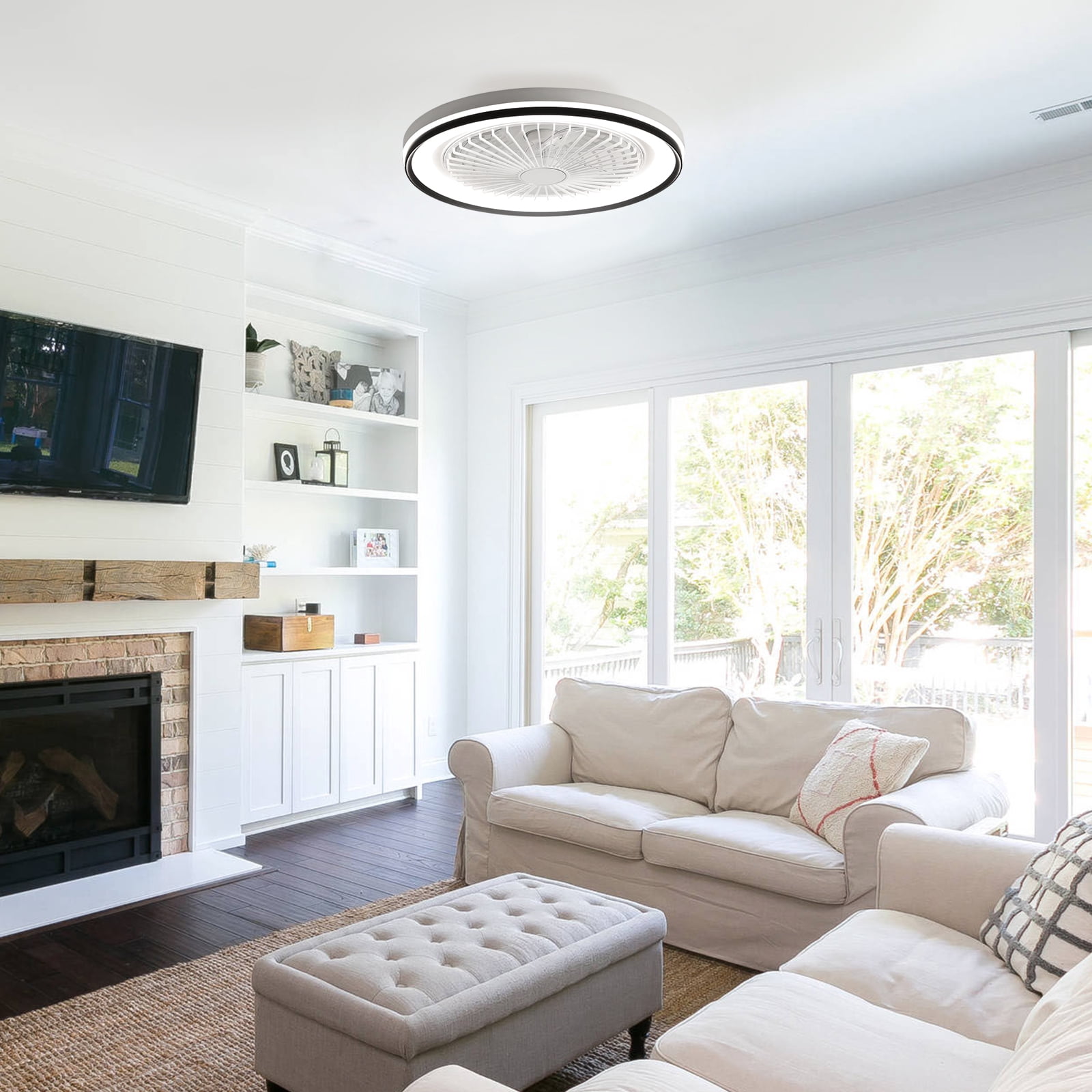 Sofucor 19-Inch Flush Mount Ceiling Fan with LED Lights, Remote and App Control