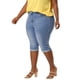 thumbnail image 2 of Women's Plus Size Capri Jeans Ripped Casual Chambray Denim Jean Light Blue 3X, 2 of 7