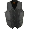 thumbnail image 7 of Milwaukee Leather SH1310 Men's Black Leather Classic V-Neck Motorcycle Rider Vest w/ Front Snap Button Closure 60, 7 of 7
