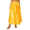 thumbnail image 4 of Doomiva Women Long Satin Retro Maxi Shiny Full Circle Skirt for Flamenco Belly Dancing Dance Yellow 85cm, 4 of 7