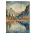 thumbnail image 3 of Designart "Riverside Calm in the Mountains I" Landscape Mountains Print on Natural Pine Wood, 3 of 5