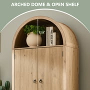 SinCiDo Arched Pantry Storage Cabinet with 4 Fluted Wood Doors, 71 Modern Kitchen Organizer with 6 Doors Shelves & Adjustable Shelves, Versatile Cupboard for Kitchen Dining Room