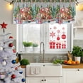 thumbnail image 5 of Christmas Curtain Valances for Windows, Kitchen Valance Window Treatments Panel 2 Pack, Winter Xmas Tree Gingerbread Dogs Red Truck Grey Rod Pocket Short Curtains for Bathroom Bedroom 42 x 12 Inch, 5 of 8
