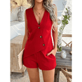 thumbnail image 3 of EASYBRA Women Button Cardigan Vest and Shorts Set Casual Summer Two Piece Resort Outfit, 3 of 7