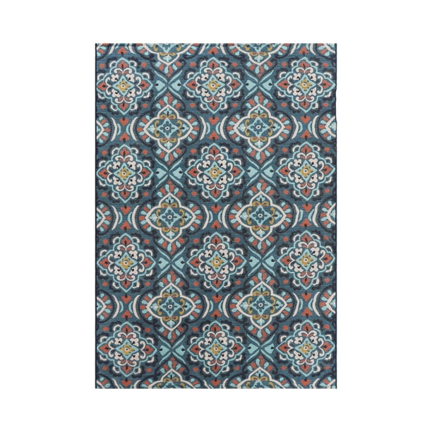 Blue Medallion Outdoor Rug, How To Determine Outdoor Rug Size