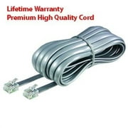 Premium Telephone Line Cord Heavy Duty Silver Satin 4 Conductor 25-ft by TeleDirect