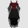 thumbnail image 3 of Halloween Costumes Woman 2025 Stunning Gothic Dresses Plus Size Midi Fashion Long Flare Sleeve Irregular Length Short Sleeve Chiffon Party Dress for Women, 3 of 6