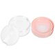 thumbnail image 5 of Estuche de maquillaje portátil vacío para polvos sueltos, con espejo, de plástico elástico y malla pequeña, con borla rosa., 5 of 5